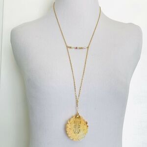 Los Angeles Boutique Chinese Carved Statement Beaded Long Chain Necklace NEW